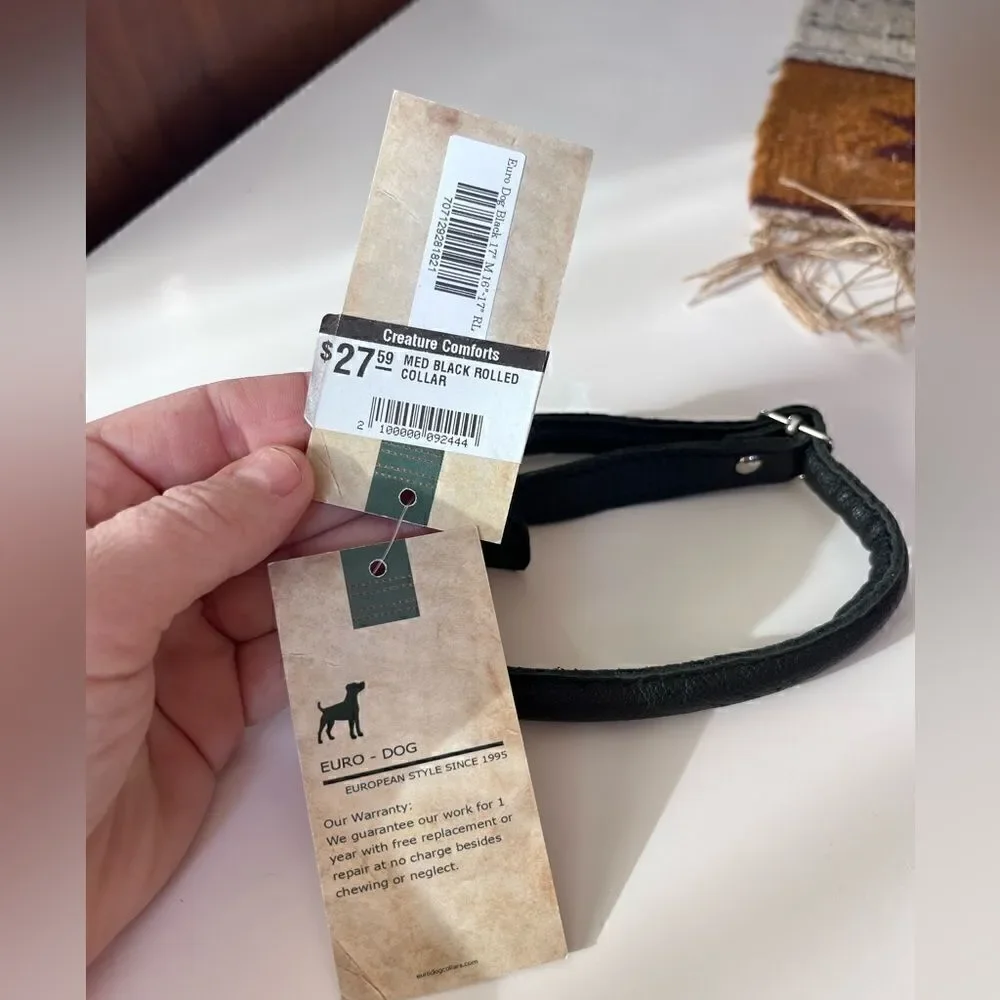 Euro Dog Tag | new with tags | black leather dog collar